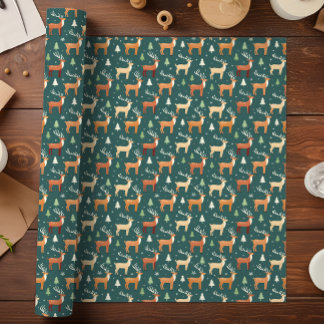 Santa's Retro Reindeer Wrapping Paper