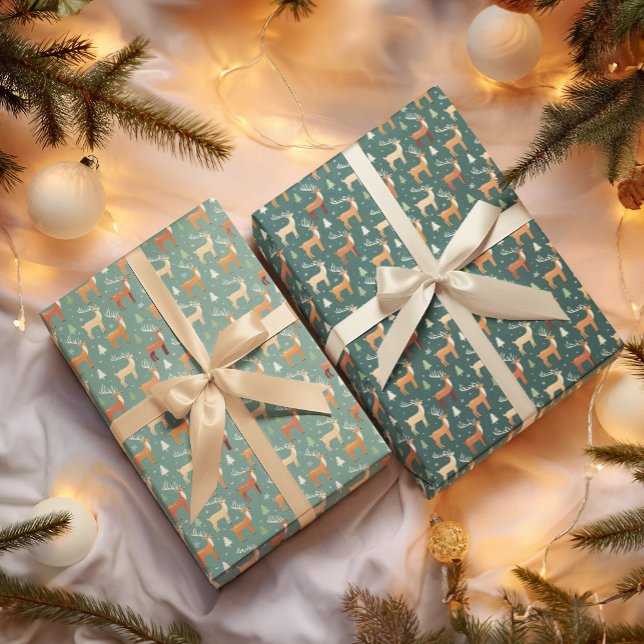 Santa's Retro Reindeer Wrapping Paper Sheet (Creator Uploaded)