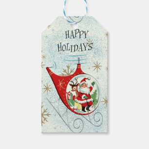 Santa's Retro Rotor Sleigh Gift Tags