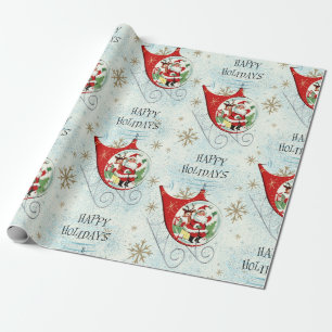 Santa's Retro Rotor Sleigh Wrapping Paper