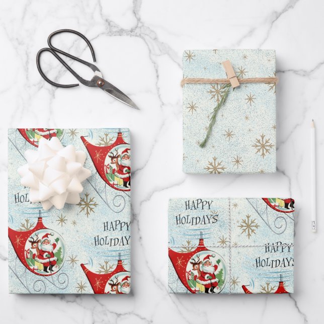 Santa's Retro Rotor Sleigh Wrapping Paper Sheet (Front)