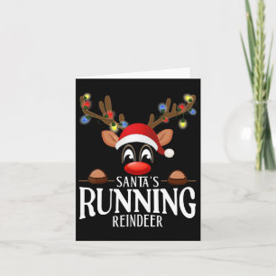 Santa's Running Reindeer Funny Xmas Matching Pjs  Card