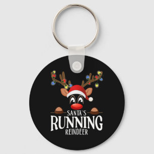 Santa's Running Reindeer Funny Xmas Matching Pjs  Key Ring