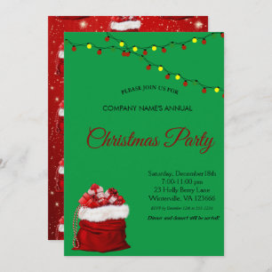 Santa's sack gifts,lamps invitation