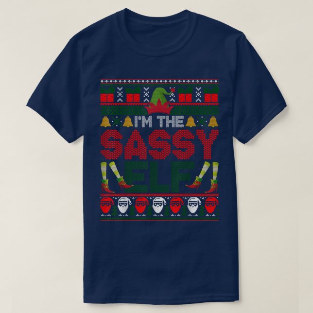 Santas Sassy Sey Elf Helper Women Christmas Santa  T-Shirt (Design Front)
