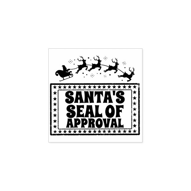 Santa's seal of approval sleigh reindeer frame rubber stamp (Imprint)