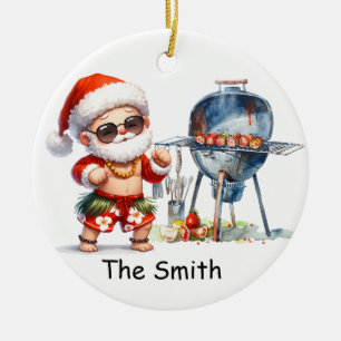 Santa's Seaside Christmas Ceramic Tree Decoration