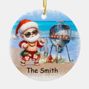 Santa's Seaside Christmas Ceramic Tree Decoration
