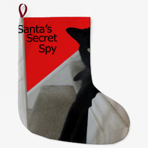 Santa's Secret Spy Black Cat Stocking