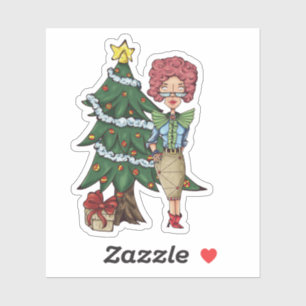 Santa's Secretary with Christmas tree Sticker