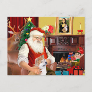 Santa's Shiba Inu (looking up) Holiday Postcard