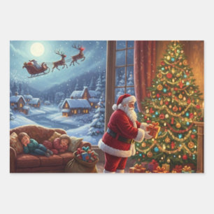 Santa's Silent Night Wrapping Paper Sheet