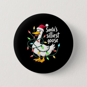Santa's Silliest Goose Funny Christmas Tee 6 Cm Round Badge