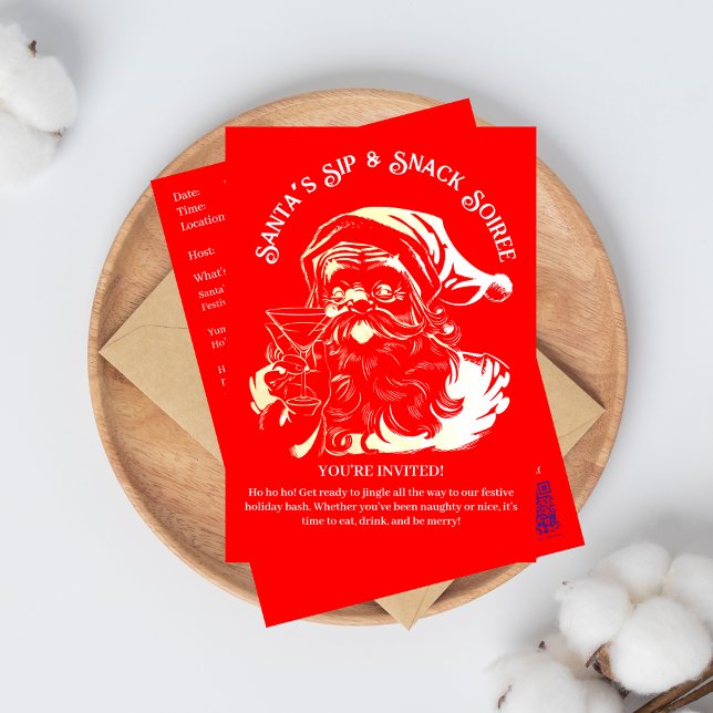 Santa's Sip & Snack Soiree Christmas Party Invitation (Creator Uploaded)