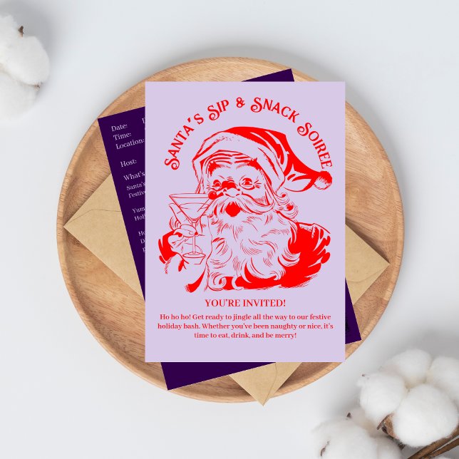 Santa's Sip & Snack Soiree Christmas Party Invitation (Creator Uploaded)