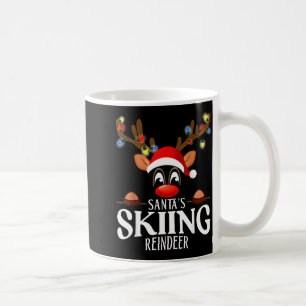 Santa's skiing reindeer funny xmas matching pjs  coffee mug