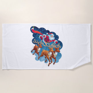 Santa's Sleigh Adventure Beach Towel