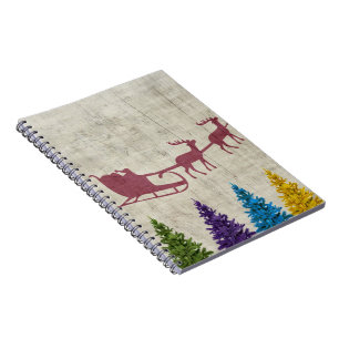 Santa's Sleigh and Colourful Trees Notebook