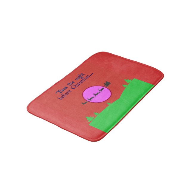 Santa's Sleigh And His Trusty Reindeer Flying  Bath Mat (Angled)