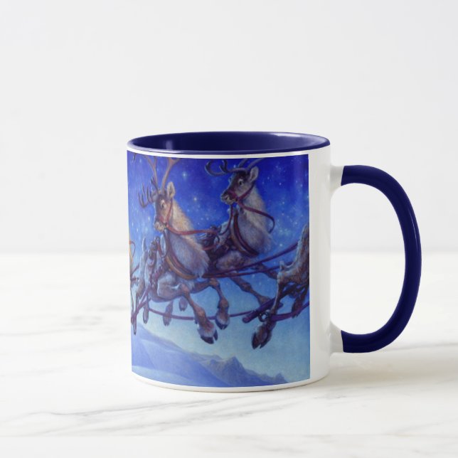 Santa's sleigh and reindeer in flight mug (Right)