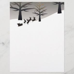 Santa's Sleigh and Tree Sihouette