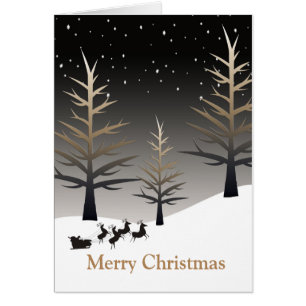 Santa's Sleigh and Tree Silhouette Christmas