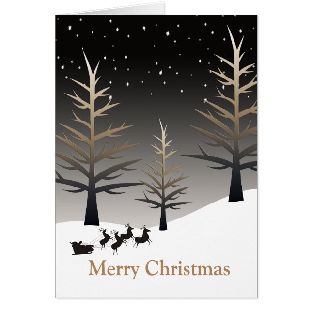 Santa's Sleigh and Tree Silhouette Christmas (Front)