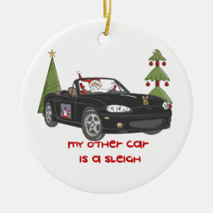 Santa's Sleigh-Black Ceramic Tree Decoration