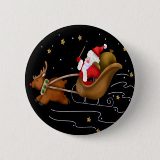 Santa's Sleigh - Button