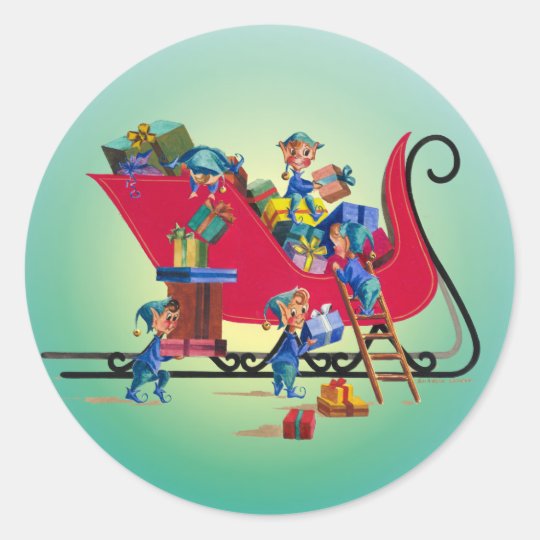 SANTA'S SLEIGH by SHARON SHARPE Classic Round Sticker