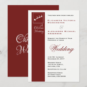 Santa's Sleigh Christmas Holiday Wedding Invite