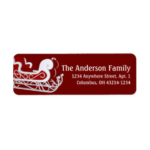 Santa's Sleigh Christmas Return Address Label