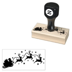 Santa's sleigh Christmas rubber stamp