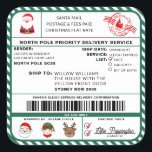 Santas Sleigh Christmas Shipping Label Sticker<br><div class="desc">This Santa's Workshop North Pole Postal Service Christmas shipping label sticker is the perfect way to add a little extra magic to your Christmas wrapping. The sticker can be personalised with your child's name and a preferred method of delivery. All of the text is editable and can be customised to...</div>