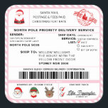 Santas Sleigh Christmas Shipping Label Sticker<br><div class="desc">This Santa's Workshop North Pole Postal Service Christmas shipping label sticker is the perfect way to add a little extra magic to your Christmas wrapping. The sticker can be personalised with your child's name and a preferred method of delivery. All of the text is editable and can be customised to...</div>