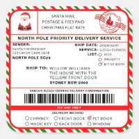Santas Sleigh Christmas Shipping Label Sticker