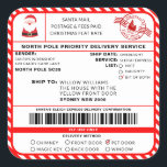 Santas Sleigh Christmas Shipping Label Sticker<br><div class="desc">This Santa's Workshop North Pole Postal Service Christmas shipping label sticker is the perfect way to add a little extra magic to your Christmas wrapping. The sticker can be personalised with your child's name and a preferred method of delivery. All of the text is editable and can be customised to...</div>