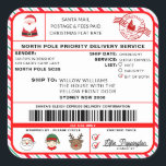 Santas Sleigh Christmas Shipping Label Sticker<br><div class="desc">This Santa's Workshop North Pole Postal Service Christmas shipping label sticker is the perfect way to add a little extra magic to your Christmas wrapping. The sticker can be personalised with your child's name and a preferred method of delivery. All of the text is editable and can be customised to...</div>