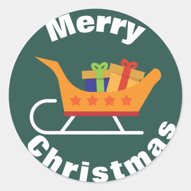 Santa's Sleigh Christmas Sticker (Front)