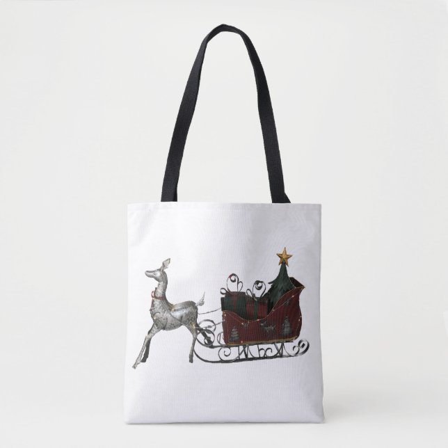 Santa's Sleigh Christmas Tote Bag (Front)
