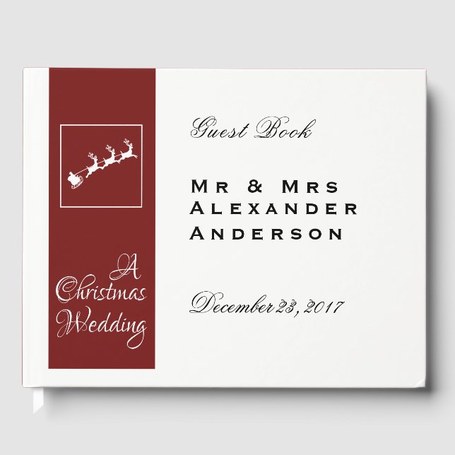 Santa's Sleigh  Christmas  Wedding Guest Book (Front)