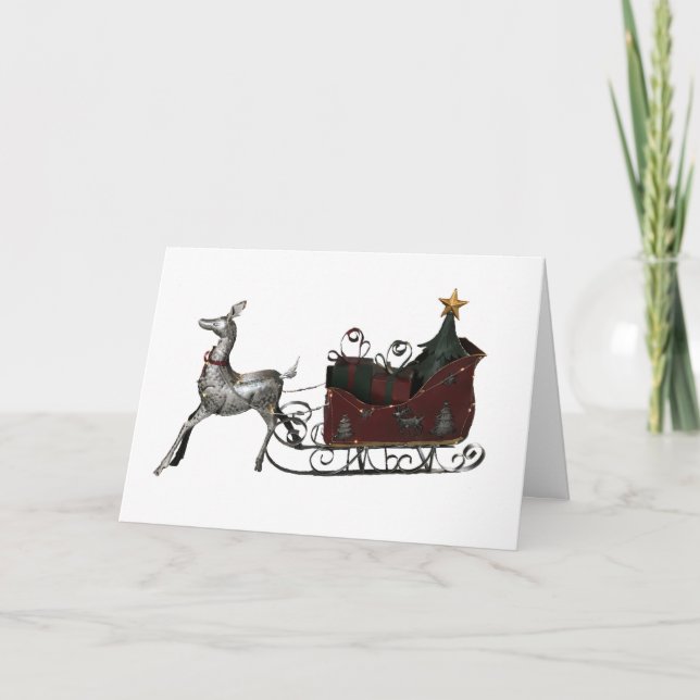 Santa's Sleigh ChristmasGreeting Card (Front)