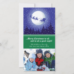 Santa's Sleigh Custom Holiday Photocard (green) Card