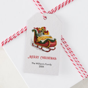 Santa's Sleigh Full of Presents, Christmas Gift Tags