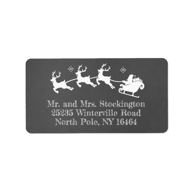 Santa's Sleigh Holiday Christmas Chalkboard Label (Front)