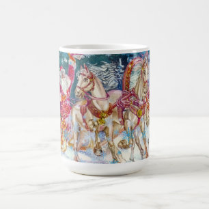 Santa's Sleigh Horse Snow Christmas Night Party Coffee Mug