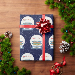 Santa's Sleigh In Korea Snow Globe (Personalised) Wrapping Paper