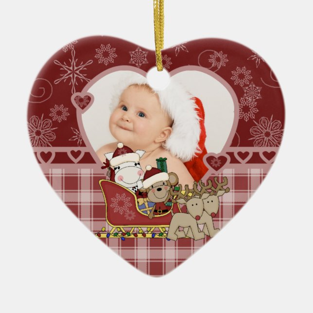 Santa's Sleigh Keepsake Photo Ornament (Front)