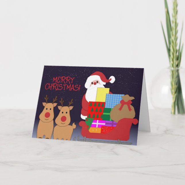SANTA'S SLEIGH KID'S CHRISTMAS CARD (Front)