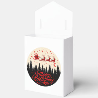 Santa's Sleigh Merry Christmas Forest Scene Art Favour Box